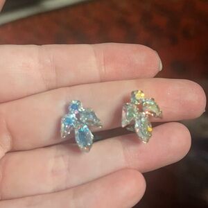 Vintage Dainty Aurora Borealis Clip Earrings B David